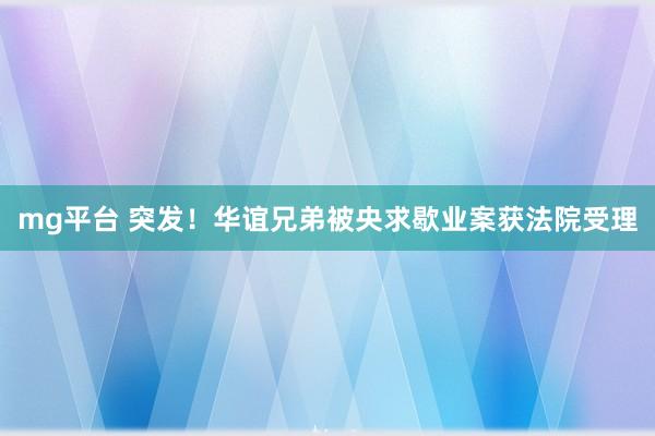 mg平台 突发！华谊兄弟被央求歇业案获法院受理