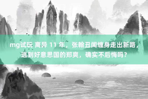 mg试玩 离异 11 年，张翰丑闻缠身走出新路，逃到好意思国的郑爽，确实不后悔吗？