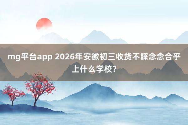 mg平台app 2026年安徽初三收货不睬念念合乎上什么学校？