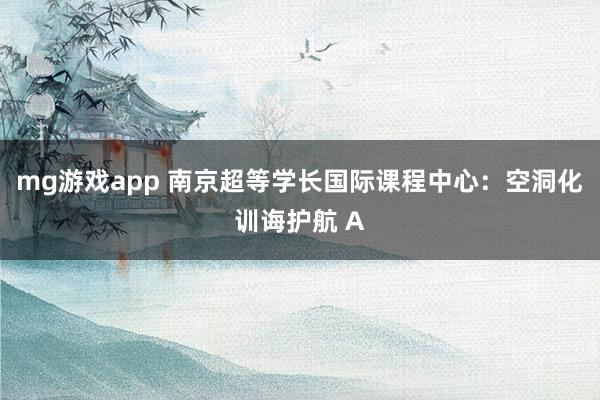 mg游戏app 南京超等学长国际课程中心：空洞化训诲护航 A