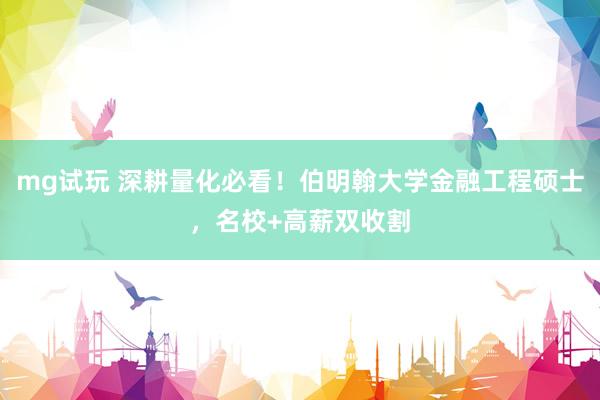 mg试玩 深耕量化必看！伯明翰大学金融工程硕士，名校+高薪双收割