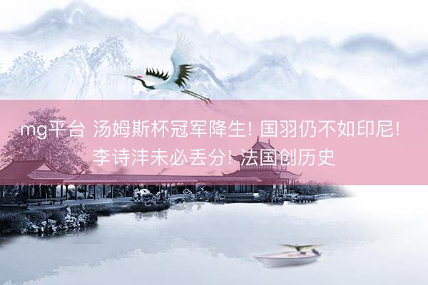 mg平台 汤姆斯杯冠军降生! 国羽仍不如印尼! 李诗沣未必丢分! 法国创历史