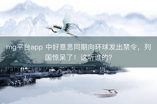 mg平台app 中好意思同期向环球发出禁令，列国惊呆了！这听谁的？